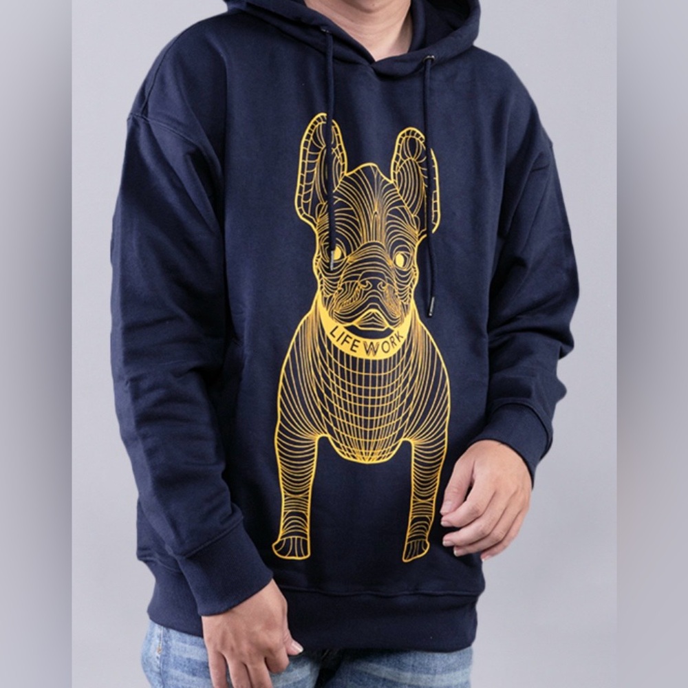 Lifework Big Radog Hoodie, navy, UNISEX, front pockets, thick material